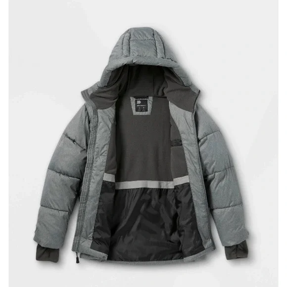 All In Motion Boys Girls Short Puffer Jacket Large 12/14 Gray Extendable… - Picture 3 of 12